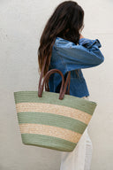 Laguna Fabric Basket Bag in Sage