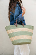 Laguna Fabric Basket Bag in Sage