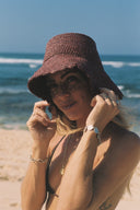 Lacey Raffia Bucket in Wine