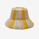 Bailey Raffia Bucket in Blue Yellow Natural