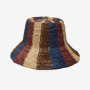 Bailey Raffia Bucket in Brown Navy Burgundy
