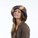 Bailey Raffia Bucket in Brown Navy Burgundy