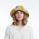 Bailey Raffia Bucket in Blue Yellow Natural