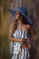Brie Wheat Straw Hat in Blue