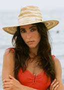 Olena Straw Fedora in Taupe Natural