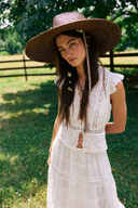 Brie Wide Brim Wheat Straw Rancher in Coffee