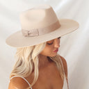 Wyeth Lila Wool Felt Fedora in Oatmeal – beige, high crown, additional view